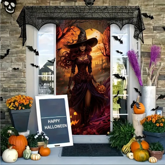 2D Door Banner Halloween Elegant Witch Door Banner/Cover - Picture 3 of 5